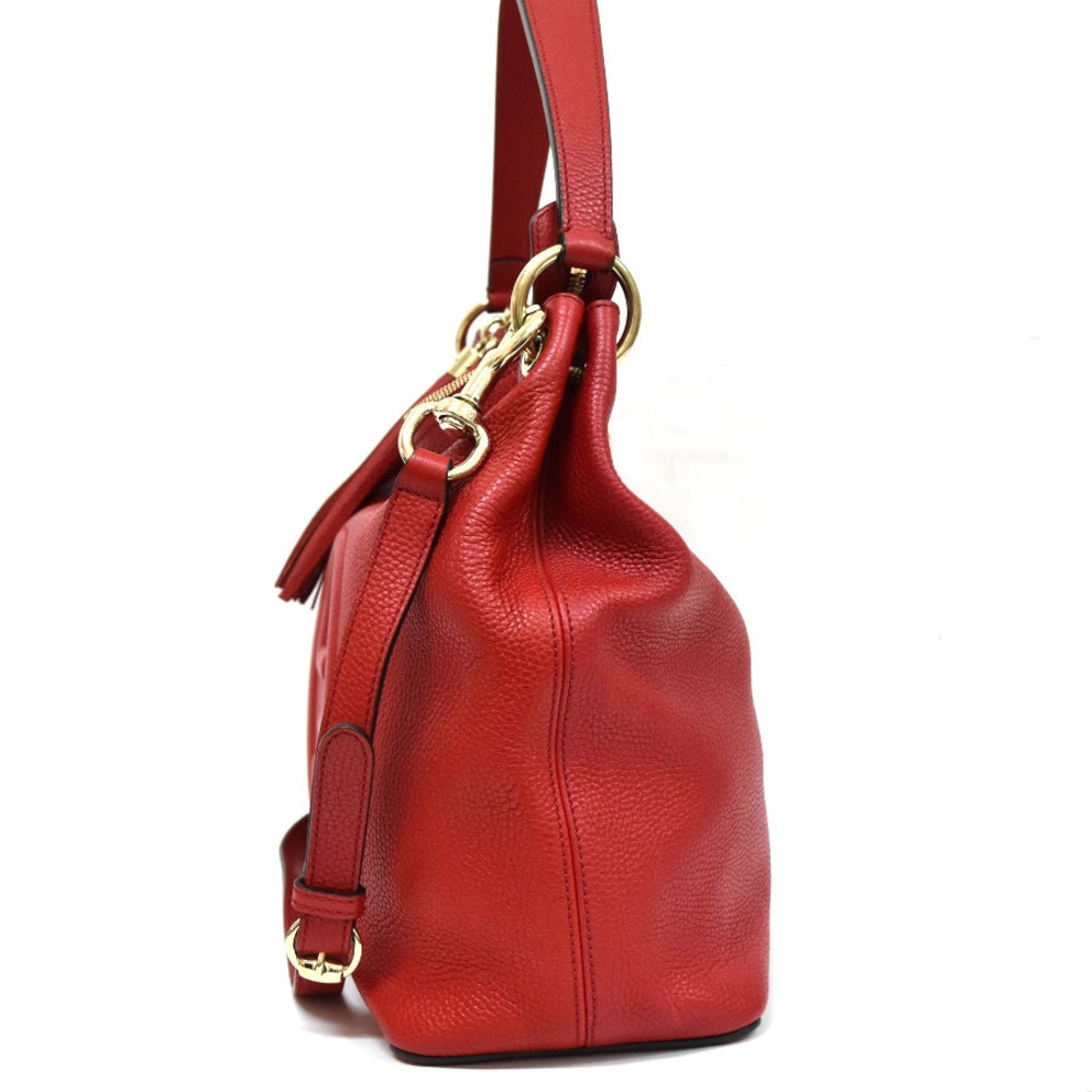 Gucci Leather Bag Red Soho Shoulder